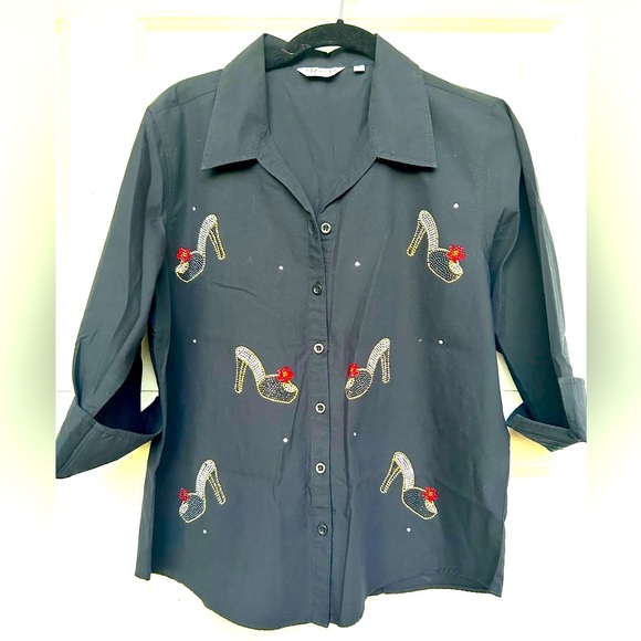 Bling Button Up• High Heels - Rhinestones, Women’s Medium - Picture 1 of 11